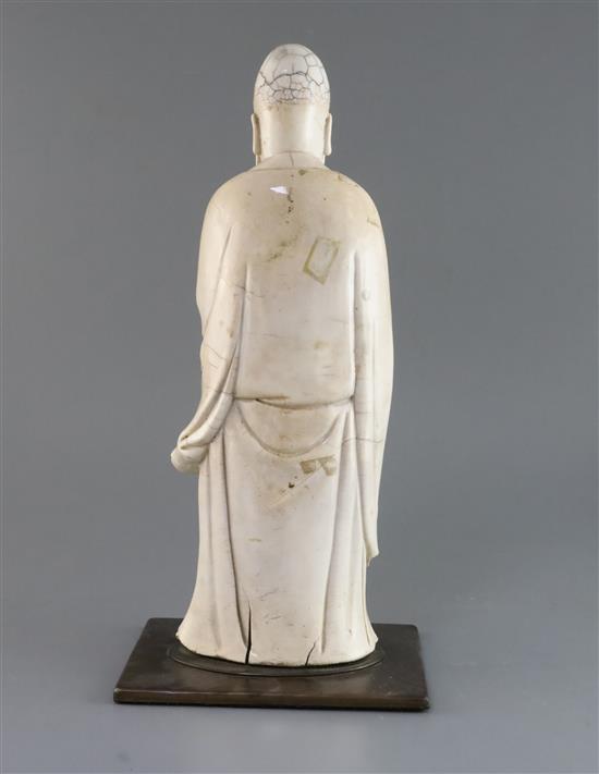 A large Chinese Dehua blanc de chine figure of Shou Lao, 17th/18th century, Total height 41cm, damage and losses